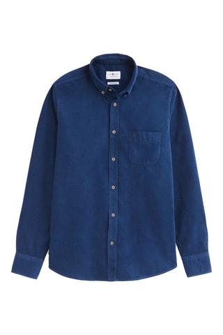 Chemise regular en velours - Bleu