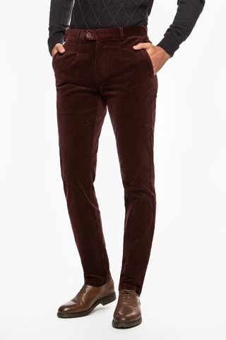 Pantalon slim en velours - Rouge