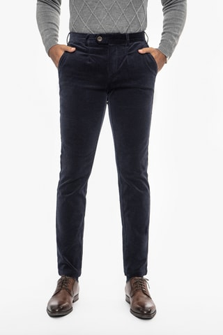 Pantalon slim en velours - Bleu marine