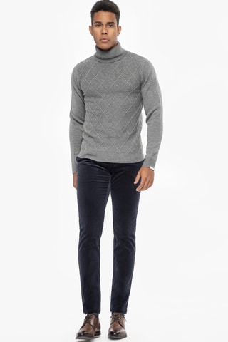 Pantalon slim en velours - Bleu marine