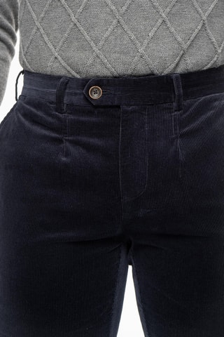 Pantalon slim en velours - Bleu marine