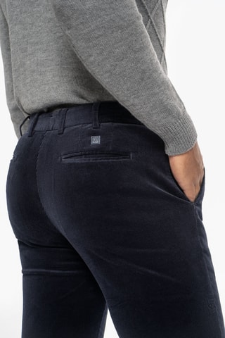 Pantalon slim en velours - Bleu marine