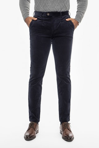 Pantalon slim en velours - Bleu marine