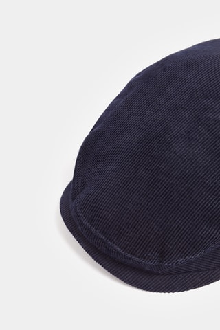 Casquette plate en velours - Bleu marine