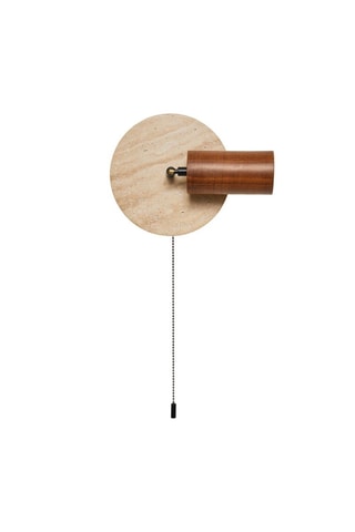 Applique in legno e travertino - Beige - 40 W
