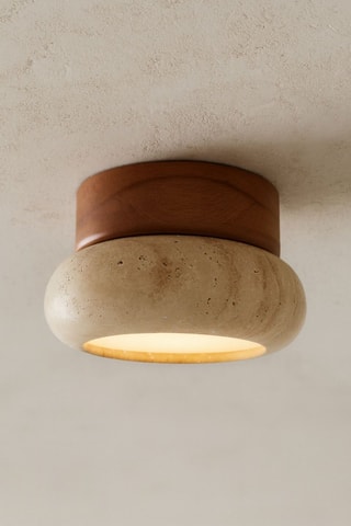 Plafoniera in legno e travertino - Neutro