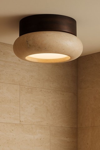 Plafoniera in legno e travertino - Beige