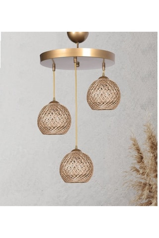 Lampadario in iuta 20AFT - 007 - Neutro - 3 x 60 W