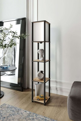 Lampada da terra TierShelfLampz3 - Effetto rovere - 40 W