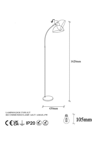 Lampadaire Varzan - Noir - 15 W