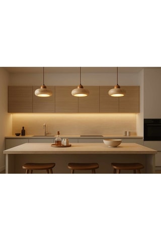 Lampadario in legno e travertino - Beige