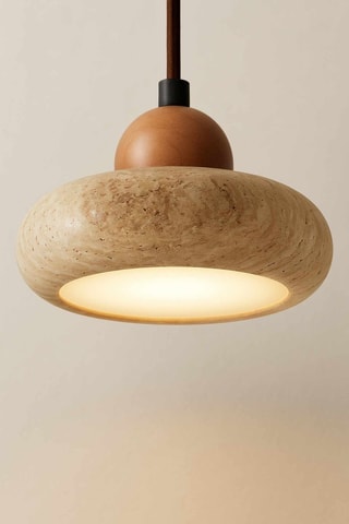 Lampadario in legno e travertino - Beige