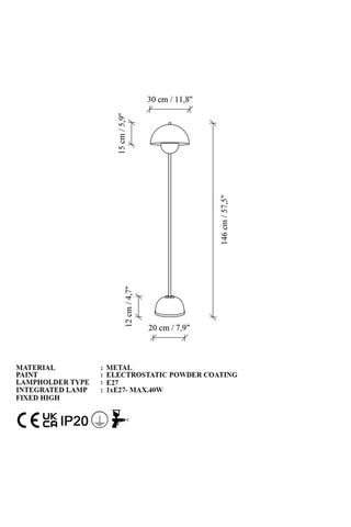 Lampadaire Eylul - Doré - 40 W