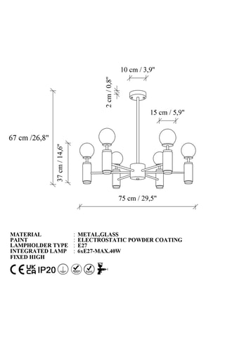 Suspension - Vert - 6 x 40 W
