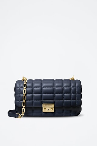 Sac porté épaule en cuir - Bleu marine