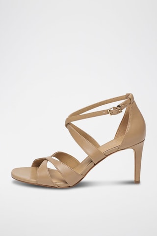 Sandales à talons en cuir - Camel