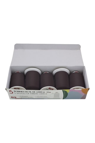5 bobines de fil - 1000 m - Marron foncé 