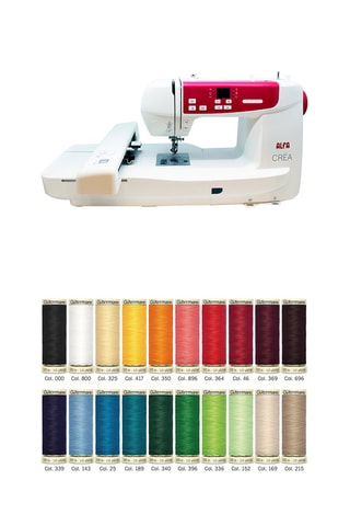 Machine à broder CREA - 70 points et Boîte de 20 bobines - Multicolore