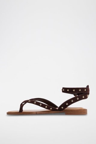 Sandales en cuir de mouton nubuck Daressi - Marron foncé