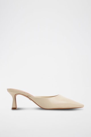 Mules à talons en cuir Goldenlight - Crème