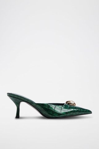 Mules à talons en cuir verni Carsynn - Vert foncé