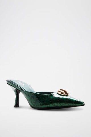 Mules à talons en cuir verni Carsynn - Vert foncé