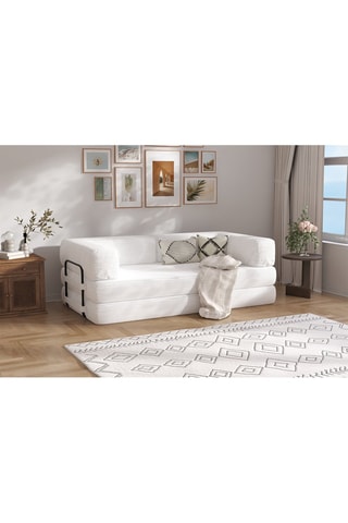 Canapé convertible Smart - Blanc - 2 places - En tissu velours