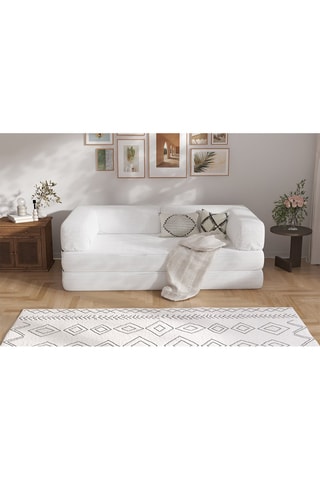 Canapé convertible Smart - Blanc - 2 places - En tissu velours