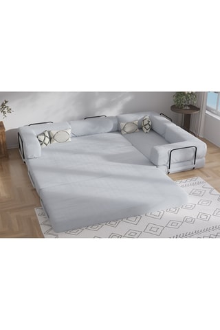 Canapé d’angle droit convertible Smart - Gris - 4 places - En tissu velours