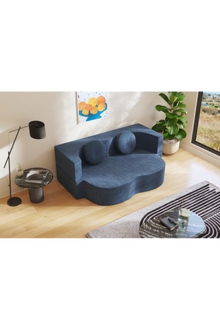 Canapé convertible Cloud - Bleu - 2 places - Tissu