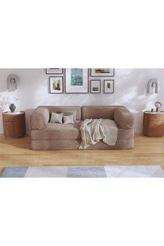 Canapé convertible Smart - Beige foncé - 2 places - En tissus velours