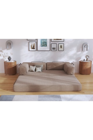 Canapé convertible Smart - Beige foncé - 2 places - En tissus velours