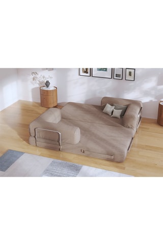 Canapé convertible Smart - Beige foncé - 2 places - En tissus velours