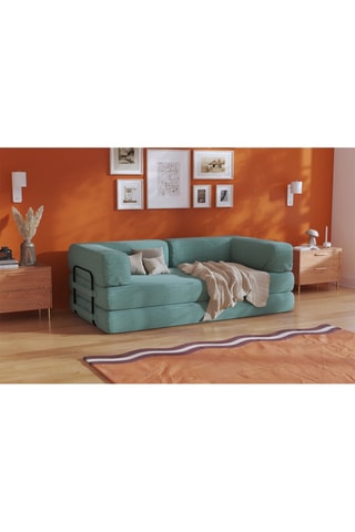 Canapé convertible Smart - Vert - 2 places - En tissu velours