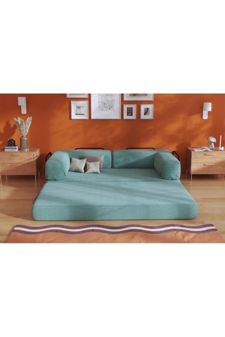 Canapé convertible Smart - Vert - 2 places - En tissu velours