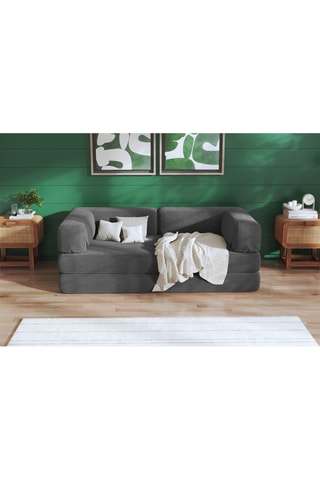 Canapé convertible Smart - Anthracite - 2 places - En tissu velours