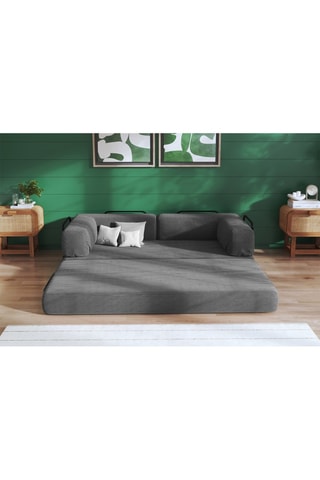 Canapé convertible Smart - Anthracite - 2 places - En tissu velours