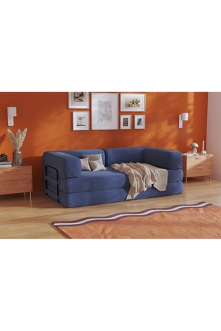 Canapé convertible Smart - Bleu - 2 places - En tissu velours