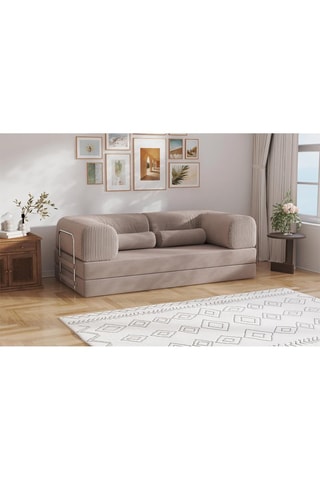 Canapé convertible Smart - Taupe - 2 places - Tissu velours