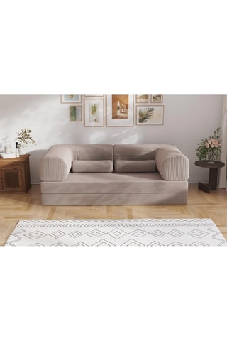 Canapé convertible Smart - Taupe - 2 places - Tissu velours