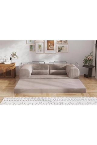 Canapé convertible Smart - Taupe - 2 places - Tissu velours