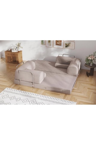 Canapé convertible Smart - Taupe - 2 places - Tissu velours