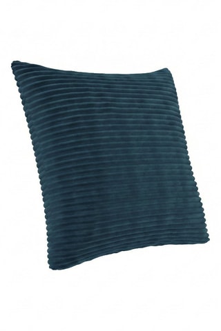Coussin - Bleu - 50 x 50 x 7 cm - Toucher velours côtelé