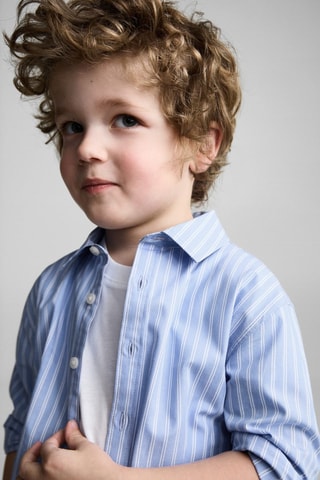 Chemise 100 % coton rayures - Bleu