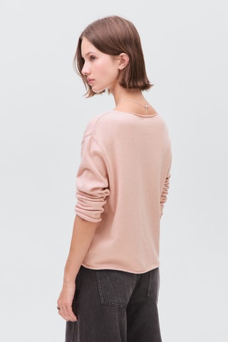 Pull-over maille col en V - Rose