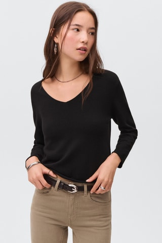 Pull-over maille col en V - Anthracite