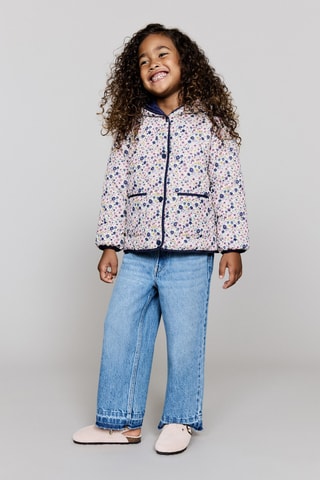 Anorak matelassé à fleurs - Bleu marine