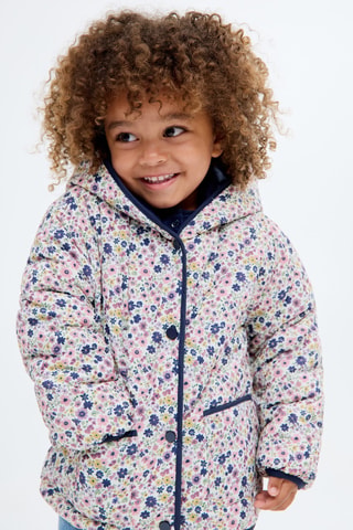 Anorak matelassé à fleurs - Bleu marine