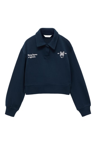 Sweat-shirt col polo - Bleu marine