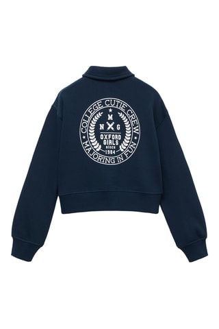 Sweat-shirt col polo - Bleu marine